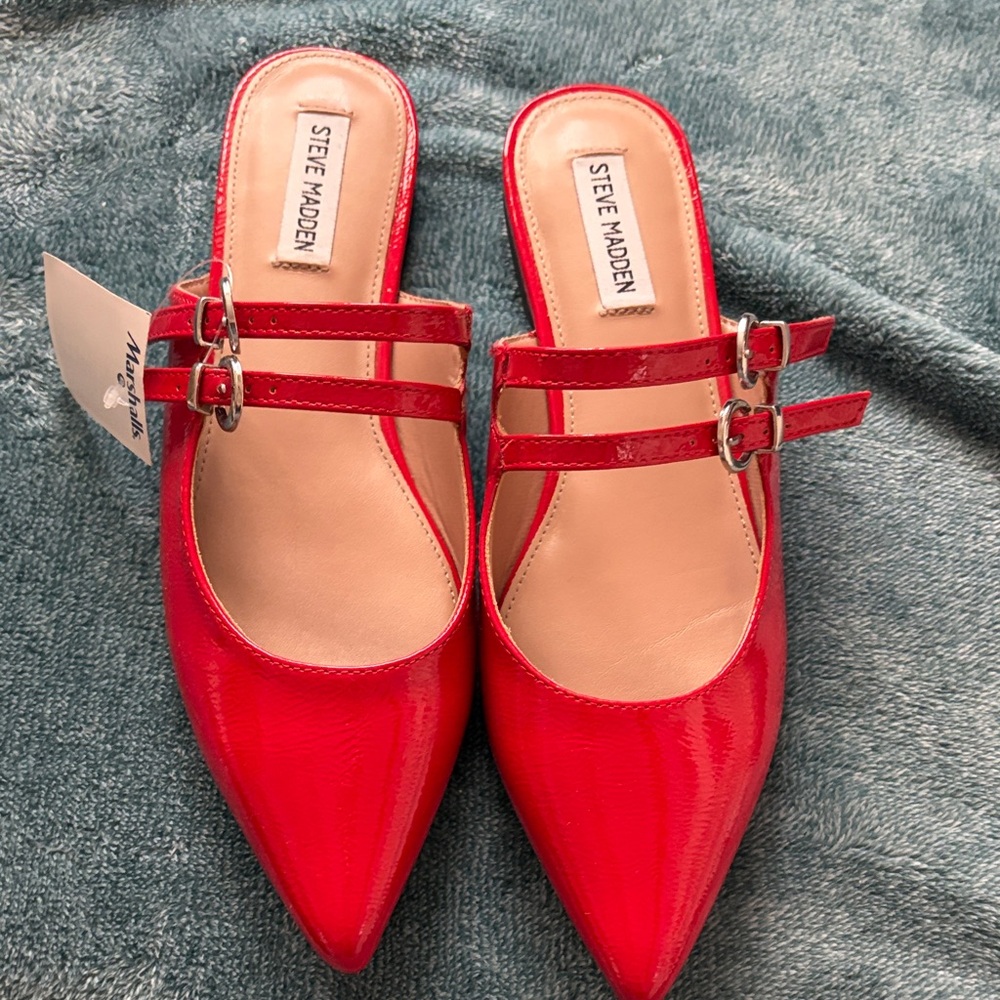 Steve Madden Double Strap Red Mules